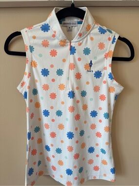 Swannies Golf Girls Medium (10-12) multi-color  White Sleeveless ‎ logo